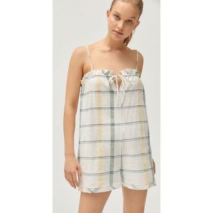 NWT UO Plaid Loose Fit Tie Romper